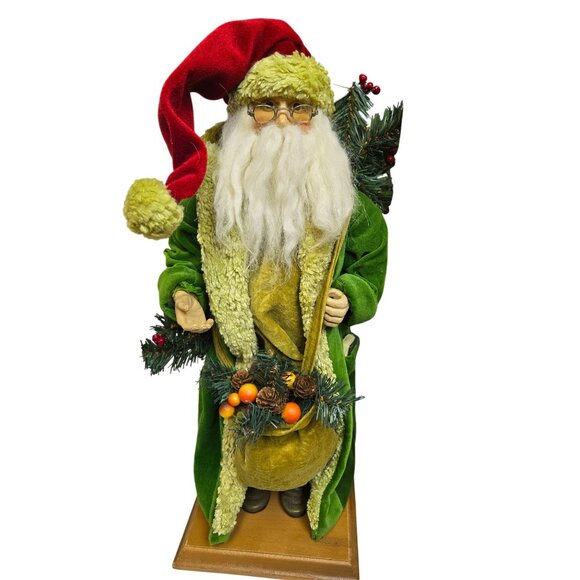 Vintage Santa Claus Ditz Designs Woodsy and Rustic Green Coat & Red Hat - Picture 14 of 16